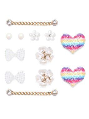 CLOG ACCESSORIES (Pack of 12) Shoe Charm Chains and Hearts Set/Lot